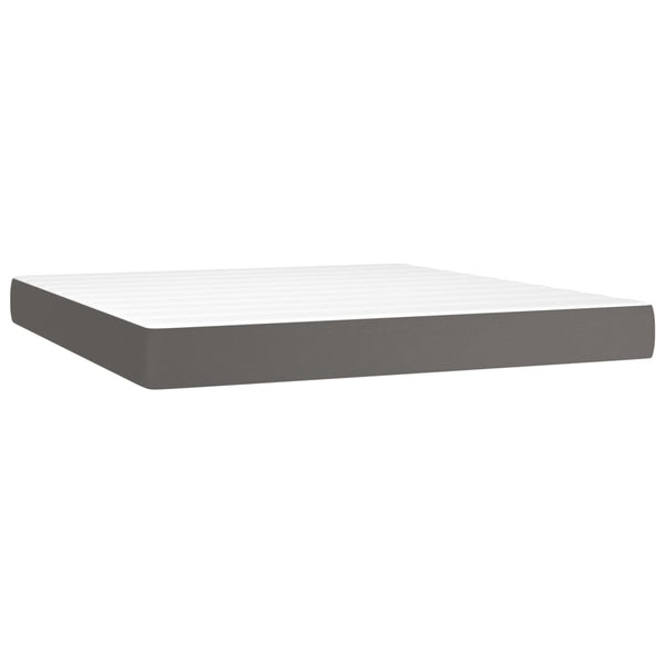 vidaXL Box Spring Bed with Mattress & LED Grey 180x200 cm Faux Leather