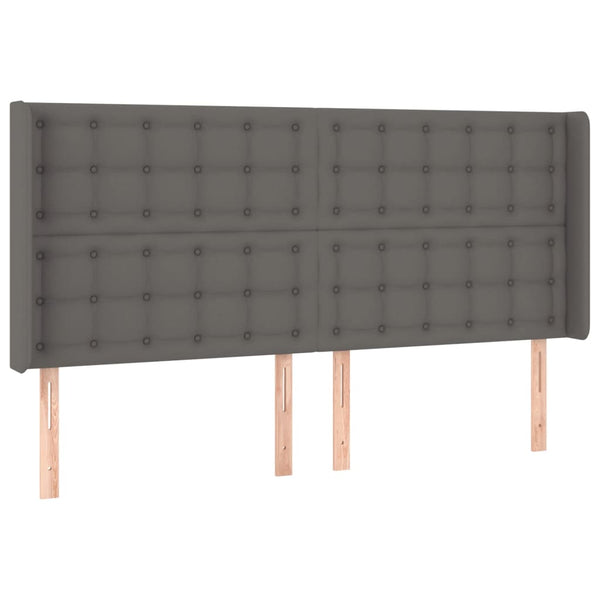 vidaXL Box Spring Bed with Mattress & LED Grey 180x200 cm Faux Leather