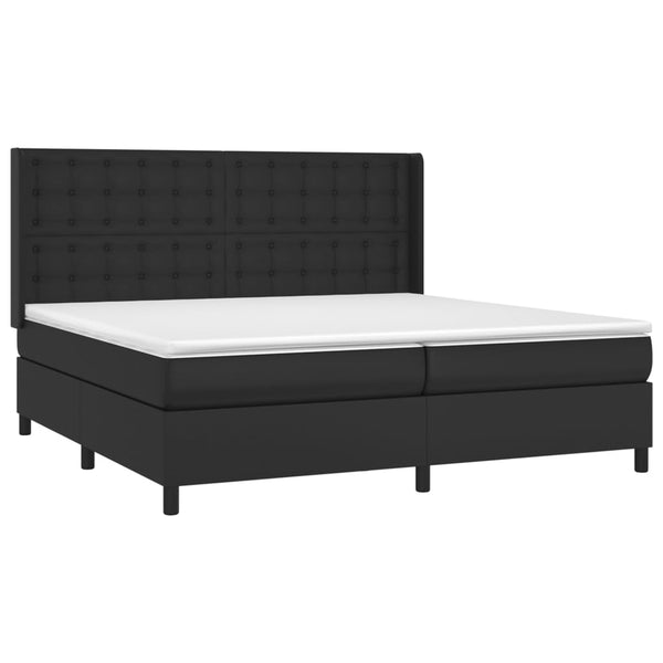 vidaXL Box Spring Bed with Mattress & LED Black 200x200 cm Faux Leather