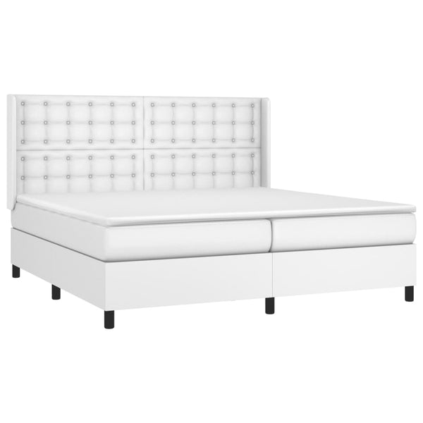vidaXL Box spring bed with mattress & LED White 200x200 cm Faux leather