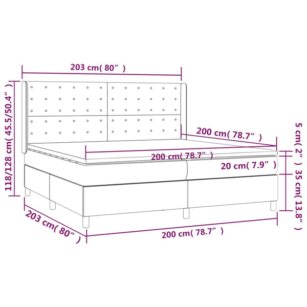 vidaXL Box spring bed with mattress & LED White 200x200 cm Faux leather