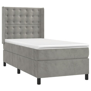 vidaXL Box Spring Bed with Mattress & LED Light Grey 80x200 cm Velvet