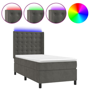 vidaXL Box Spring Bed with Mattress & LED Dark Gray 80x200 cm Velvet