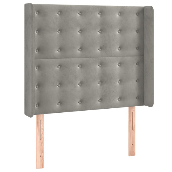 vidaXL Box Spring Bed with Mattress & LED Light Gray 90x190 cm Velvet