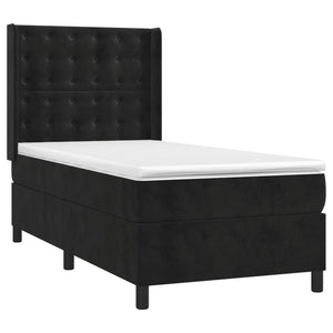 vidaXL Box Spring Bed with Mattress & LED Black 90x190 cm Velvet
