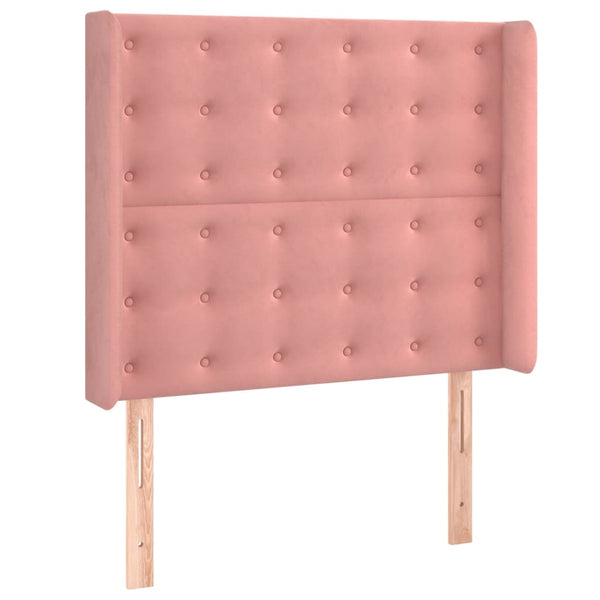 vidaXL Box Spring Bed with Mattress & LED Pink 90x190 cm Velvet