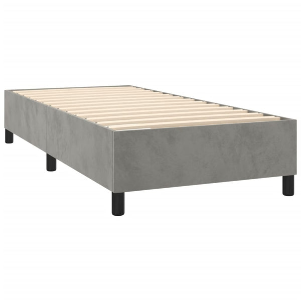 vidaXL Box Spring Bed with Mattress & LED Light Grey 100x200 cm Velvet