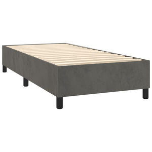 vidaXL Box Spring Bed with Mattress & LED Dark Grey 100x200 cm Velvet