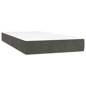 vidaXL Box Spring Bed with Mattress & LED Dark Grey 100x200 cm Velvet