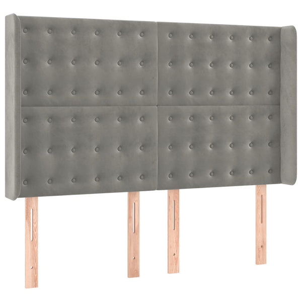 vidaXL Box Spring Bed with Mattress & LED Light Grey 140x190 cm Velvet