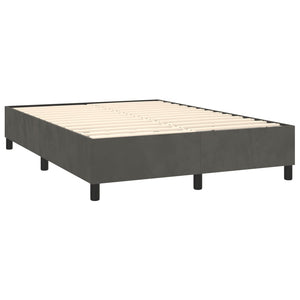 vidaXL Box Spring Bed with Mattress & LED Dark Grey 140x190 cm Velvet