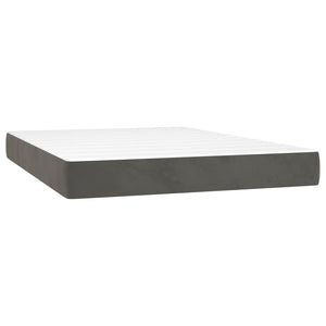 vidaXL Box Spring Bed with Mattress & LED Dark Grey 140x190 cm Velvet