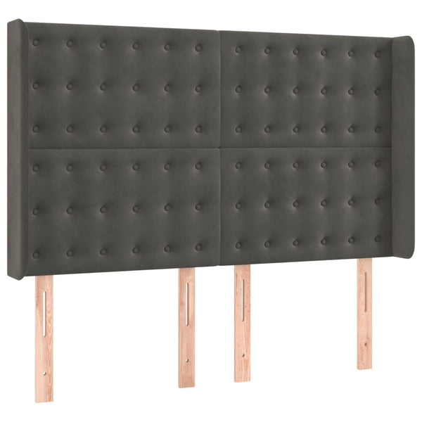 vidaXL Box Spring Bed with Mattress & LED Dark Grey 140x190 cm Velvet