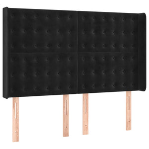 vidaXL Box Spring Bed with Mattress & LED Black 140x200 cm Velvet