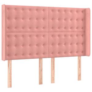 vidaXL Box Spring Bed with Mattress & LED Pink 140x200 cm Velvet