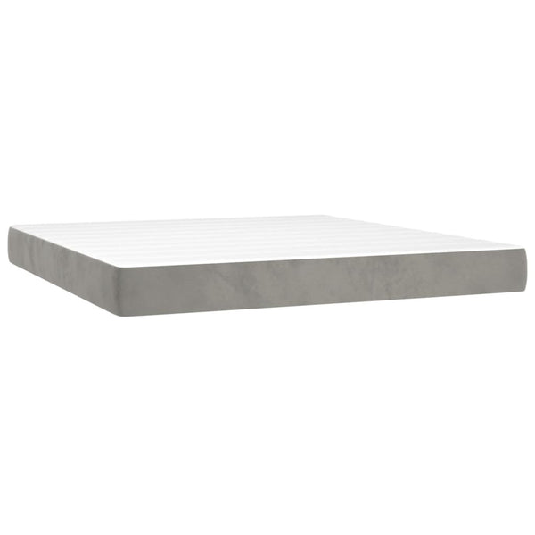 vidaXL Box Spring Bed with Mattress & LED Light Grey 160x200 cm Velvet