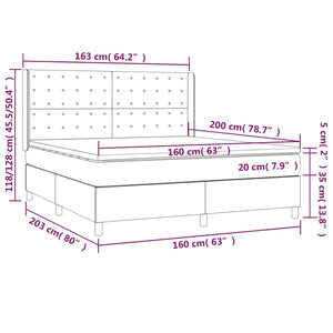 vidaXL Box Spring Bed with Mattress & LED Light Grey 160x200 cm Velvet