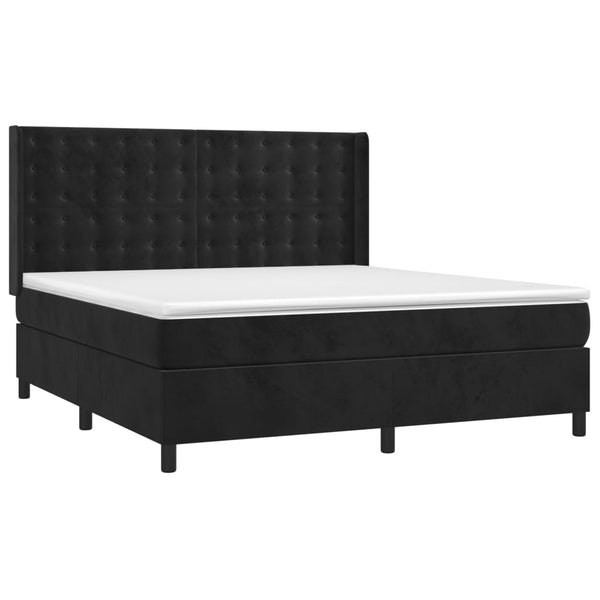 vidaXL Box Spring Bed with Mattress & LED Black 160x200 cm Velvet