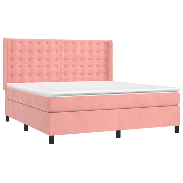 vidaXL Divan Bed with Mattress & LED Pink 160x200 cm Velvet