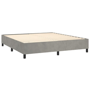 vidaXL Box Spring Bed with Mattress & LED Light Grey 180x200 cm Velvet