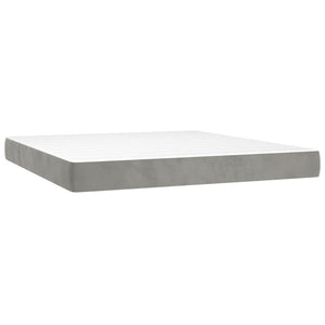vidaXL Box Spring Bed with Mattress & LED Light Grey 180x200 cm Velvet