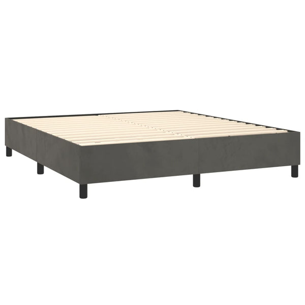 vidaXL Box Spring Bed with Mattress & LED Dark Grey 180x200 cm Velvet