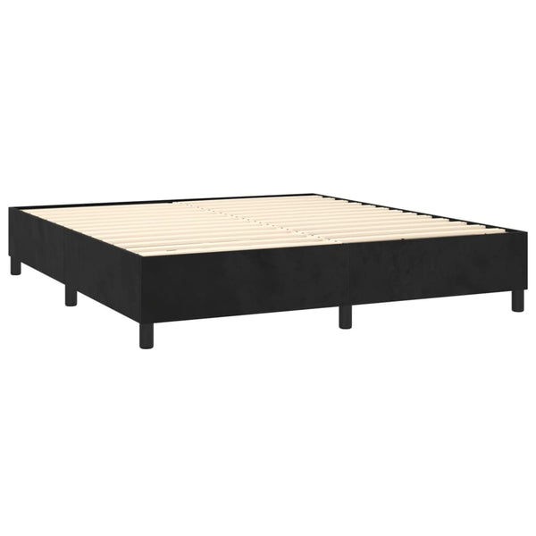 vidaXL Box Spring Bed with Mattress & LED Black 180x200 cm Velvet