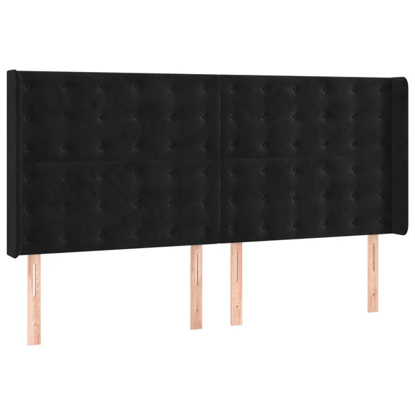 vidaXL Box Spring Bed with Mattress & LED Black 180x200 cm Velvet