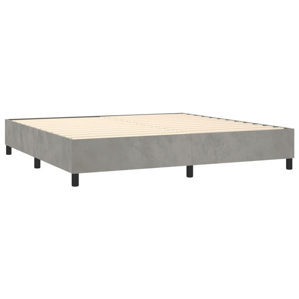 vidaXL Box Spring Bed with Mattress & LED Light Grey 200x200 cm Velvet