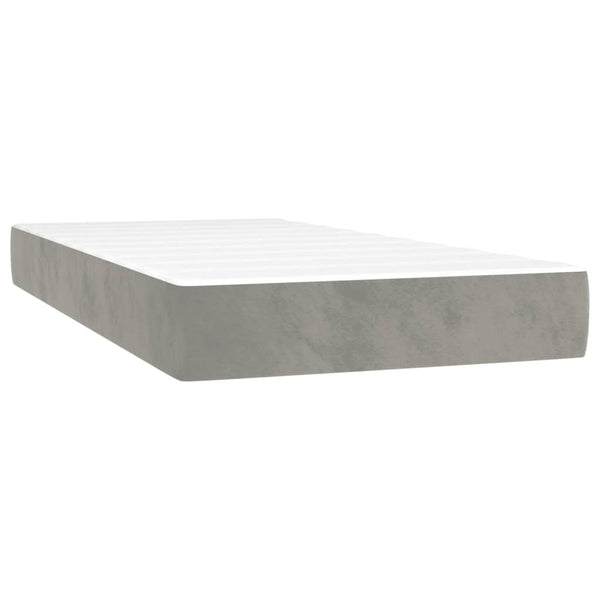 vidaXL Box Spring Bed with Mattress & LED Light Grey 200x200 cm Velvet