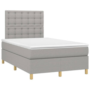 vidaXL Box Spring Bed with Mattress and LED Light Grey 120x200 cm Fabric