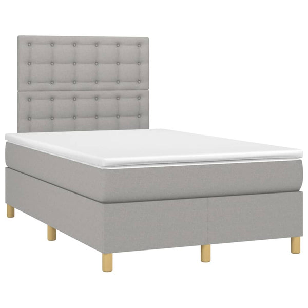 vidaXL Box Spring Bed with Mattress and LED Light Grey 120x200 cm Fabric