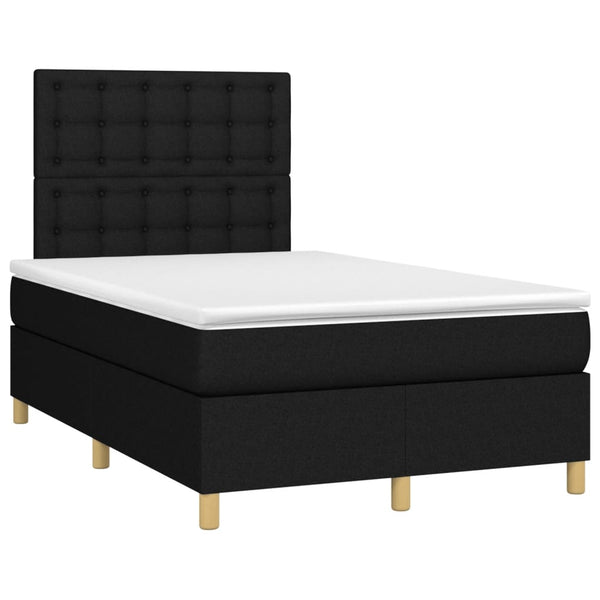 vidaXL Box Spring Bed with Mattress & LED Black 120x200 cm Fabric