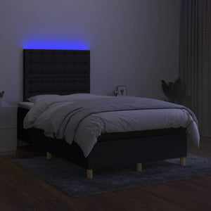 vidaXL Box Spring Bed with Mattress & LED Black 120x200 cm Fabric