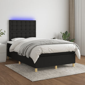 vidaXL Box Spring Bed with Mattress & LED Black 120x200 cm Fabric