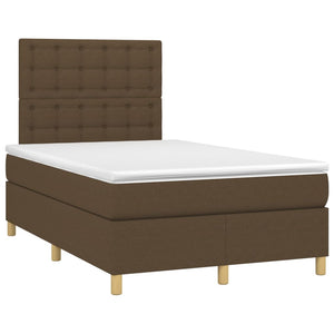 vidaXL Box Spring Bed with Mattress & LED Dark Brown 120x200 cm Fabric
