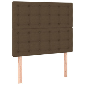 vidaXL Box Spring Bed with Mattress & LED Dark Brown 120x200 cm Fabric