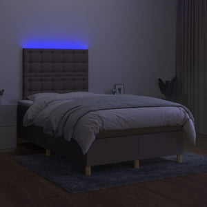 vidaXL Box Spring Bed with Mattress & LED Taupe 120x200 cm Fabric