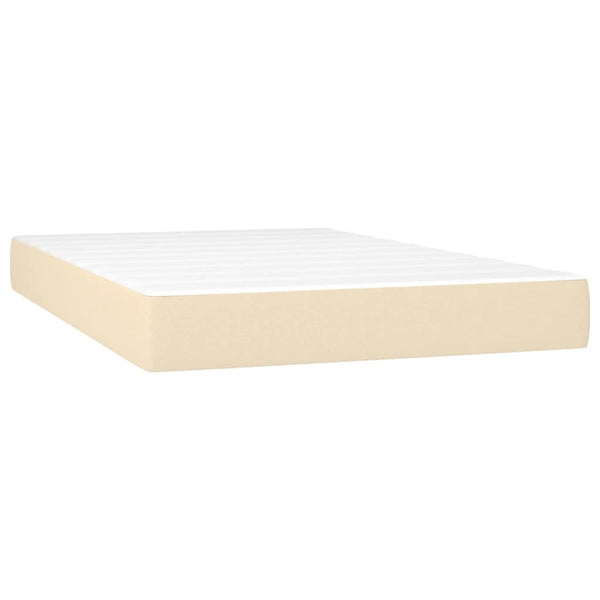 vidaXL Box Spring Bed with Mattress & LED Cream 120x200 cm Fabric