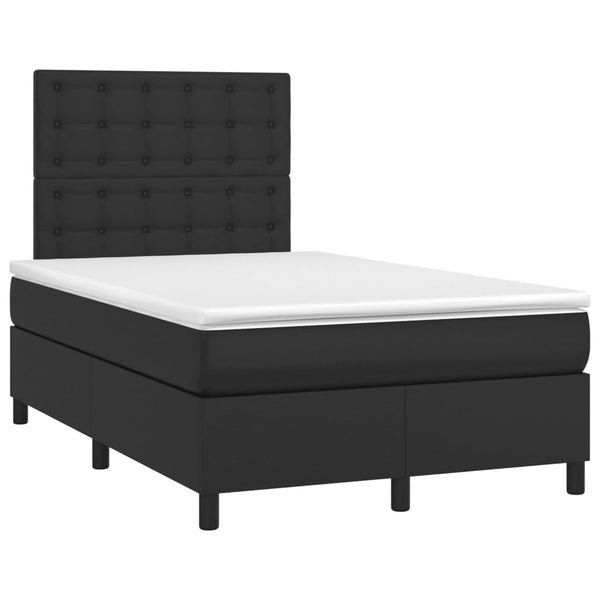 vidaXL Box Spring Bed with Mattress & LED Black 120x200 cm Faux Leather
