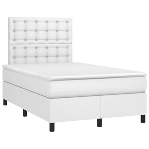 vidaXL Box Spring Bed with Mattress & LED White 120x200 cm Faux Leather