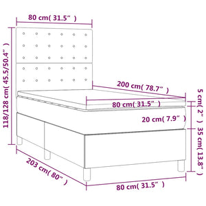 vidaXL Box spring bed with mattress & LED Dark Green 80x200 cm Velvet