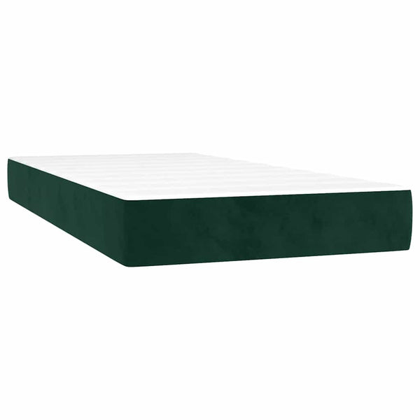 vidaXL Box Spring Bed with Mattress & LED Dark Green 90x190 cm Velvet