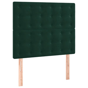 vidaXL Box Spring Bed with Mattress & LED Dark Green 90x190 cm Velvet