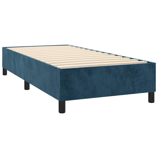 vidaXL Box Spring Bed with Mattress & LED Dark Blue 90x200 cm Velvet