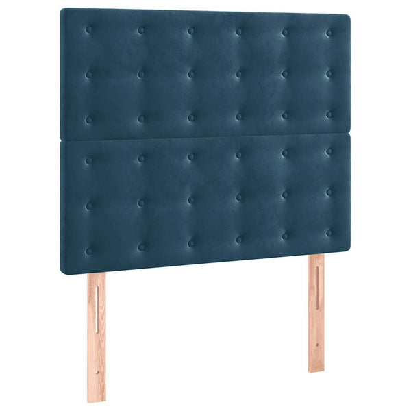 vidaXL Box Spring Bed with Mattress & LED Dark Blue 90x200 cm Velvet
