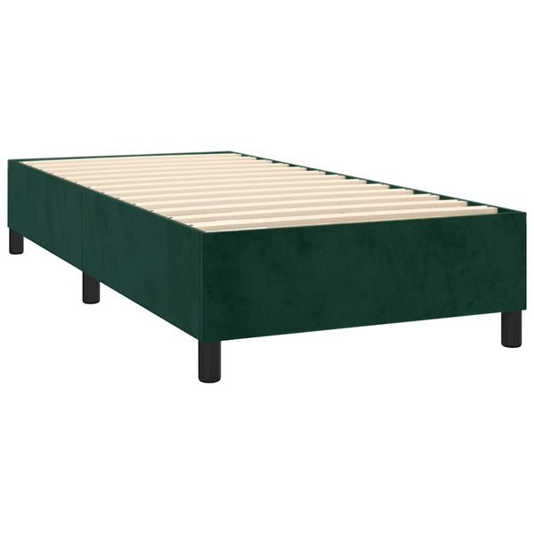 vidaXL Box Spring Bed with Mattress & LED Dark Green 100x200 cm Velvet