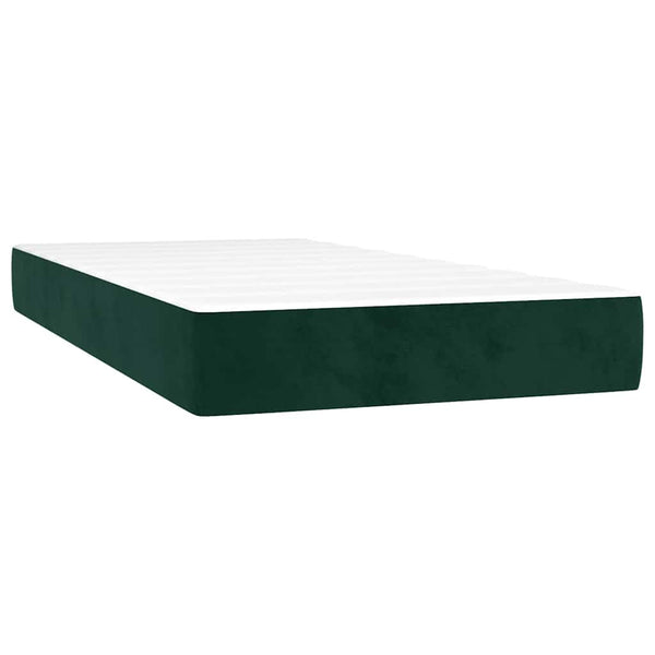 vidaXL Box Spring Bed with Mattress & LED Dark Green 100x200 cm Velvet