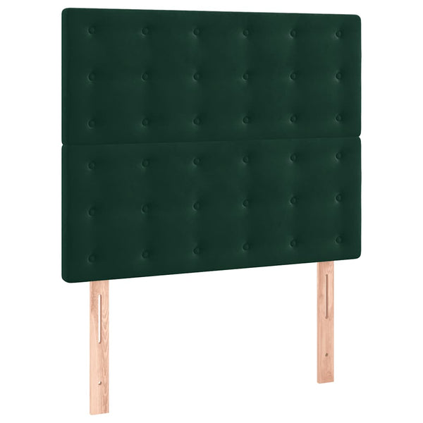 vidaXL Box Spring Bed with Mattress & LED Dark Green 100x200 cm Velvet