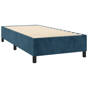 vidaXL Box Spring Bed with Mattress & LED Dark Blue 100x200 cm Velvet